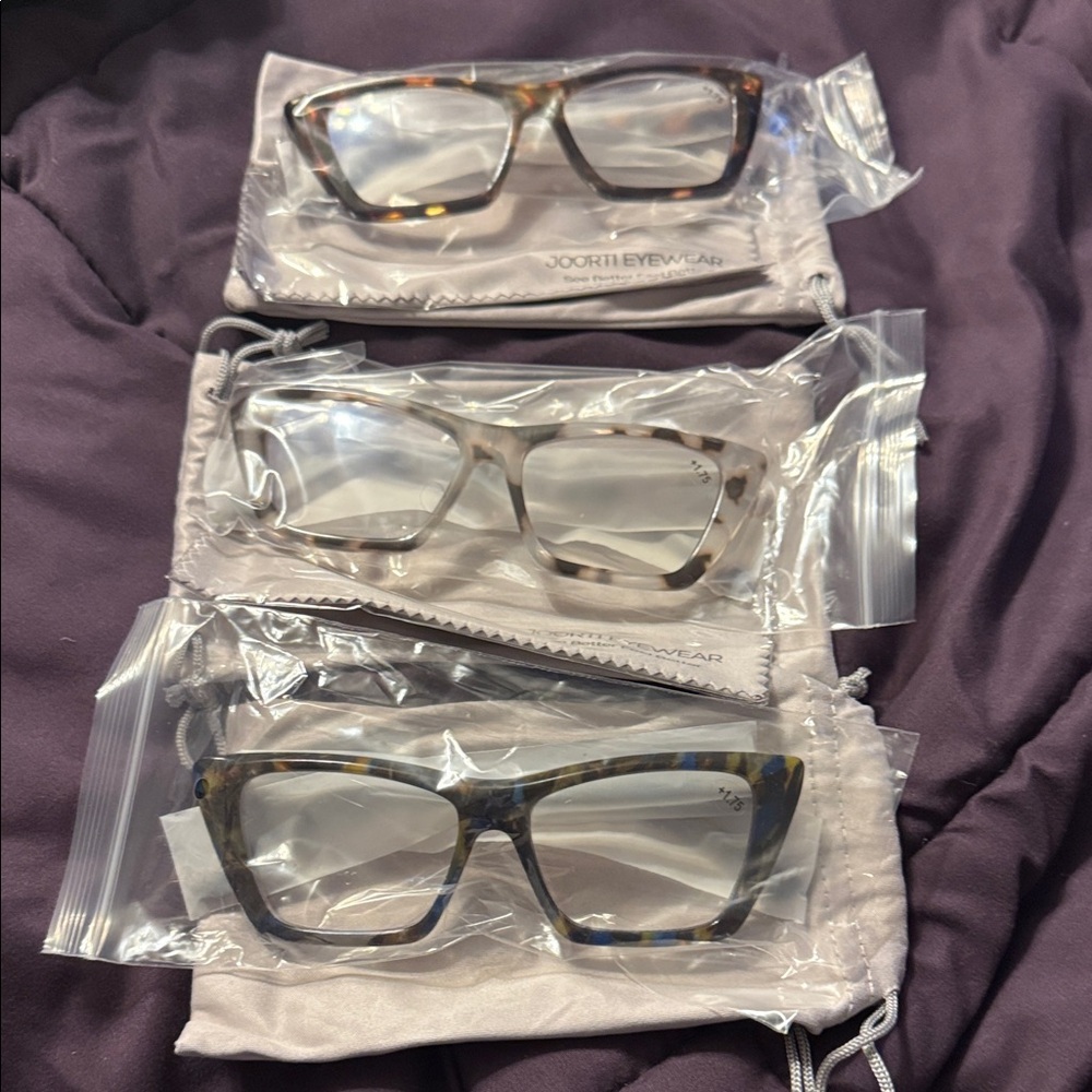 Eyeglasses Trio  Readers - 3 pack of +1.75 Joorti eyewear tortoise Oprah cat eye - Picture 2 of 12